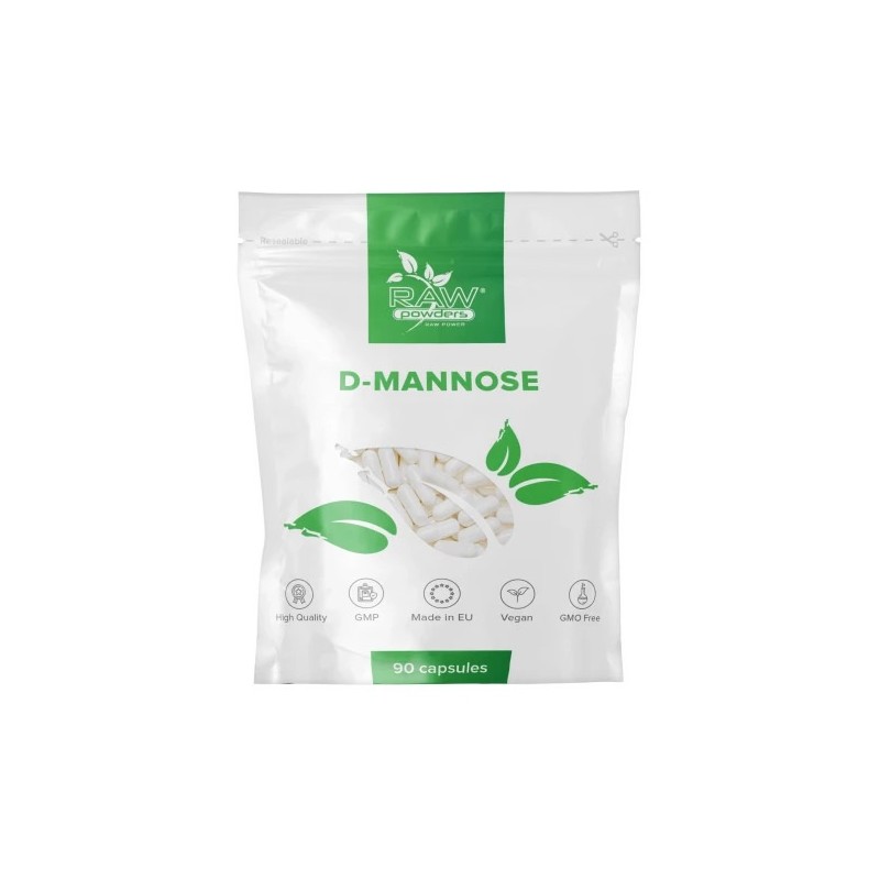 Raw Powders D-mannose 500mg - 90 Capsule Beneficii D-manoza: suporta sanatatea generala a tractului urinar, poate reduce nivelul