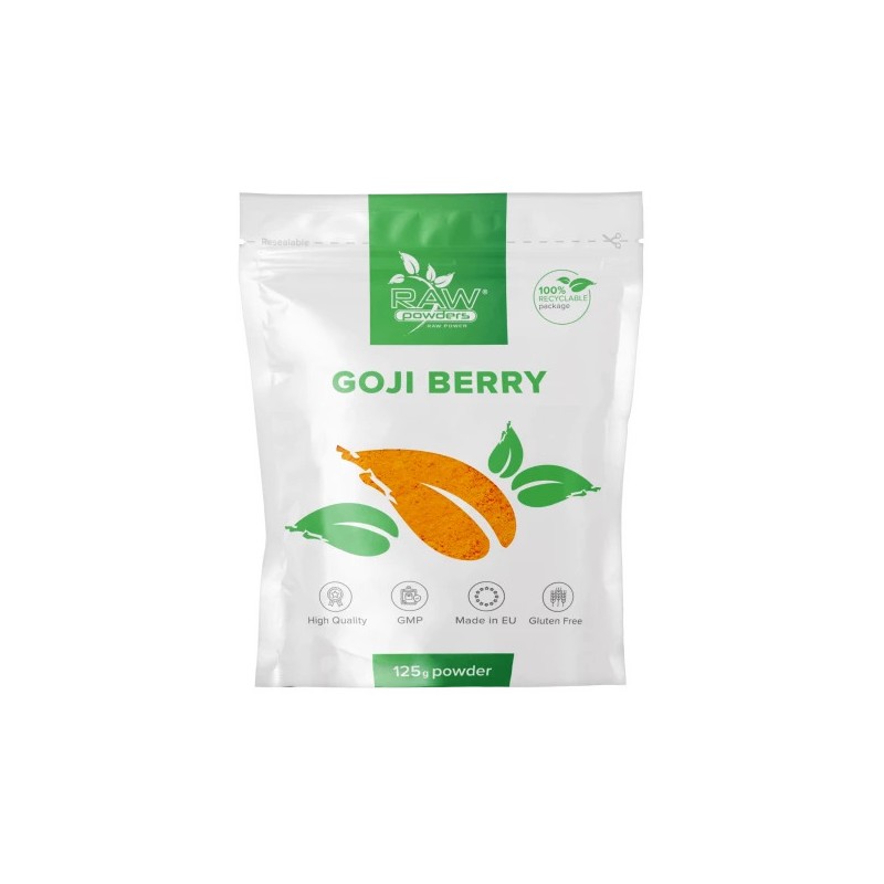 Raw Powders Goji Berry Pudra - 125 grame BENEFICII GOJI: ajuta la mentinerea functionarii normale a sistemului imunitar, joaca u